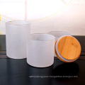 450ml wide mouth Frosted Glass Airtight Canisters glass jar with bamboo lid 15oz